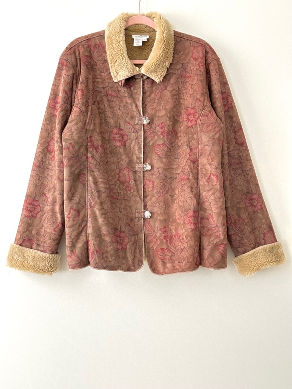 Coldwater Creek Floral Penny Lane Faux Sherpa Jacket